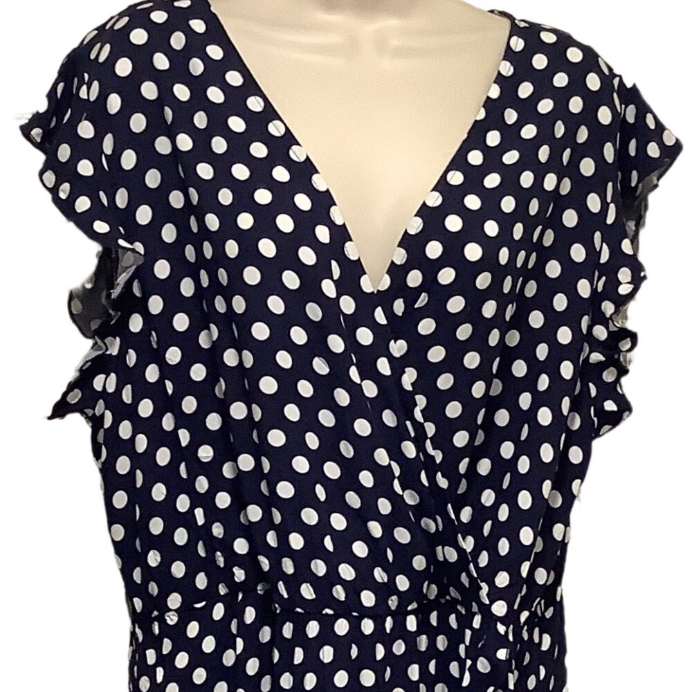 NWT Grecerelle Navy Polka Dotted High/Low Dress Size: 2XL